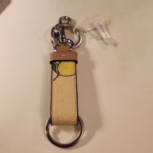Coach Lemon Print Keychain with Cream and Tan Accents